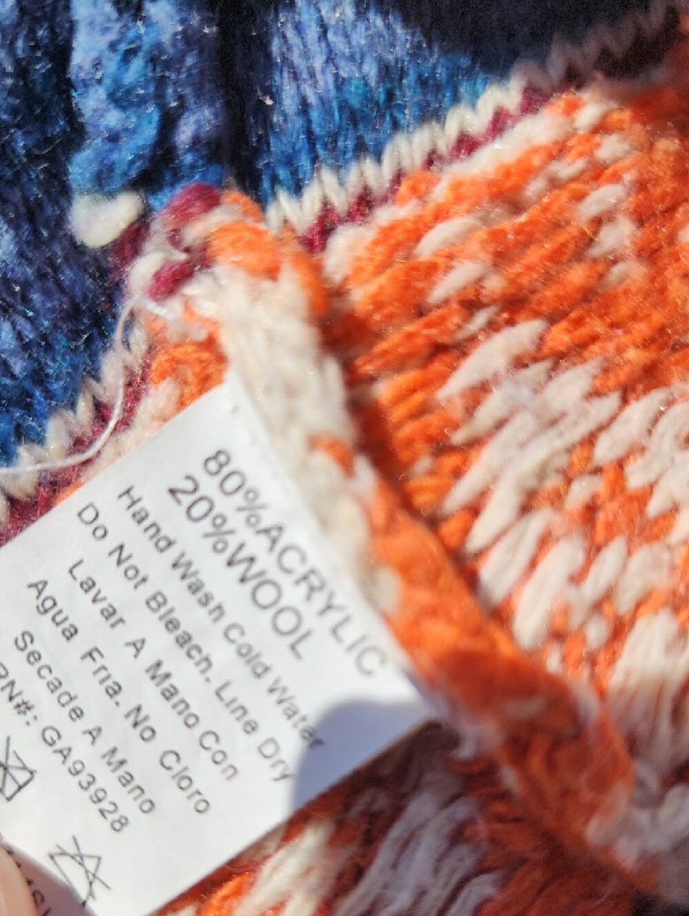 Women's Shawl Collar Striped Cardigan - Blue, Rust & Cream - Picture 3 of 5